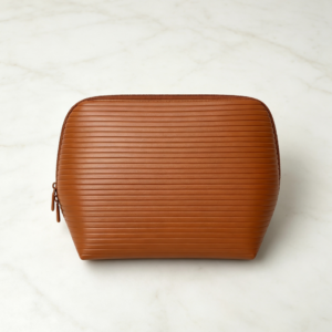 Waterproof Lay-Flat Travel Makeup Bag with Multi-Pockets Brown