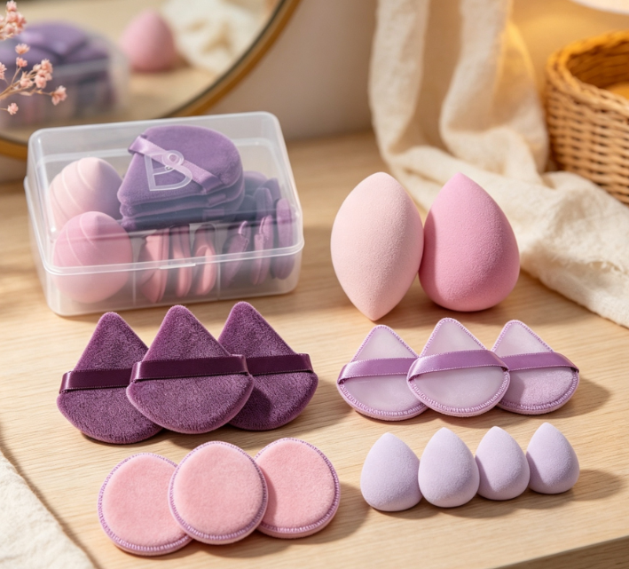 Triangle Puff & Sponge Set with Travel Case