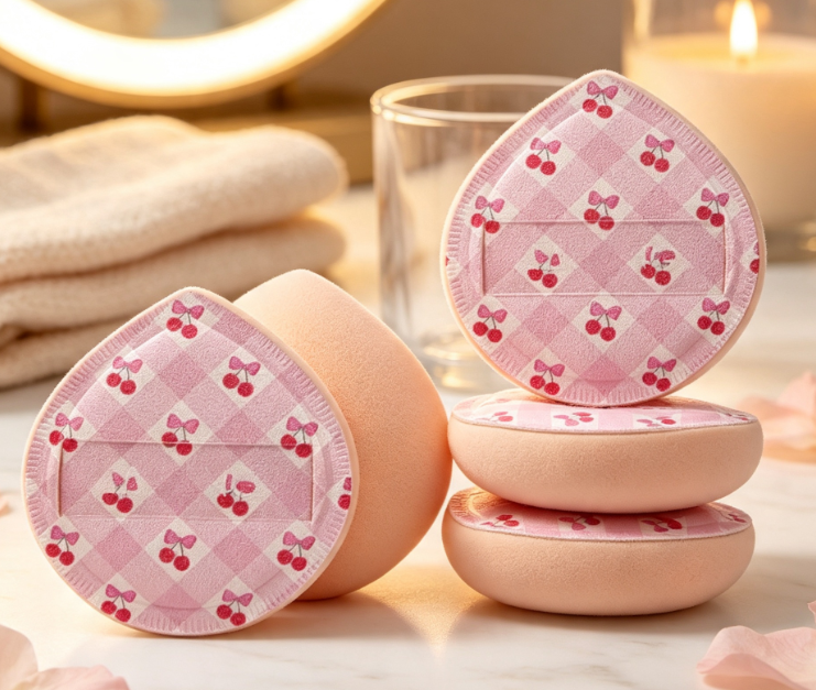 Sakura Pink Wet/Dry Makeup Sponge Set - Image 2